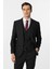 Siyah Slim Fit Desenli Sivri Yaka 6 Drop Yelekli Klasik Takım Elbise 4