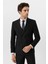 Siyah Slim Fit Armürlü Sivri Yaka 6 Drop Klasik Takım Elbise 3