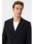 Lacivert Slim Fit Düz Kruvaze Yaka 6 Drop Spor Takım Elbise 5