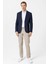 Lacivert Slim Fit Düz Mono Yaka 6 Drop Ceket 5