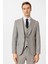 Ekru Slim Fit Desenli Sivri Yaka 6 Drop Yelekli Klasik Takım Elbise 1