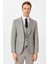 Ekru Slim Fit Desenli Sivri Yaka 6 Drop Yelekli Klasik Takım Elbise 5