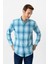 Turkuaz Slim Fit Desenli Düğmeli Yaka Gömlek 2