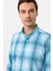 Turkuaz Slim Fit Desenli Düğmeli Yaka Gömlek 5