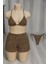 Kadın 3'lü Set Leopar Desenli Şortlu ve Yandan Bağlamalı Bikini Mayo Takımı 2