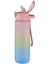 Renkli 1000ml motivasyon matara, kalın pipet, sticker hediyeli, eğlenceli kullanım 2
