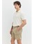 Regular Fit Lastik Bel Fermuarlı Cep Detaylı Haki / Camel Erkek Şort 4