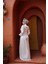 Drape Detaylı Beyaz Tesettür Abiye Elbise 52585B 5