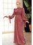 - Drape Detaylı Gül Kurusu Tesettür Abiye Elbise 52285GK 2