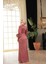 - Drape Detaylı Gül Kurusu Tesettür Abiye Elbise 52285GK 4