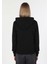 Regular Fit Kapüşonlu Düz Kadın Siyah Sweatshirt 2