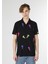Regular Fit Shirt Neck Baskılı Siyah Erkek Kısa Kol Gömlek 1