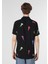 Regular Fit Shirt Neck Baskılı Siyah Erkek Kısa Kol Gömlek 2