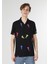 Regular Fit Shirt Neck Baskılı Siyah Erkek Kısa Kol Gömlek 4