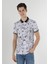 Regular Fit Polo Yaka Baskılı Erkek Beyaz Kısa Kol Tişört 1