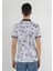 Regular Fit Polo Yaka Baskılı Erkek Beyaz Kısa Kol Tişört 2
