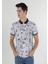 Regular Fit Polo Yaka Baskılı Erkek Beyaz Kısa Kol Tişört 3