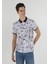 Regular Fit Polo Yaka Baskılı Erkek Beyaz Kısa Kol Tişört 4