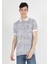 Regular Fit Polo Yaka Baskılı Erkek Beyaz Kısa Kol Tişört 1