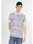 Regular Fit Polo Yaka Baskılı Erkek Beyaz Kısa Kol Tişört 3