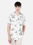 Regular Fit Shirt Neck Baskılı Erkek Beyaz Kısa Kol Gömlek Cl1062890 2
