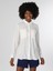 Regular Fit Shirt Neck Düz Kadın Beyaz Uzun Kol Gömlek 4