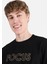Regular Fit Baskılı Siyah Erkek Sweatshirt 4