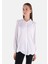 Regular Fit Shirt Neck Düz Kadın Beyaz Uzun Kol Gömlek 1