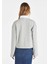 Regular Fit Shirt Neck Düz Kadın Gri Uzun Kol Tişört 2