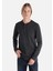 Slim Fit Düğmeli Yaka Düz Erkek Antrasit Uzun Kol Tişört 1