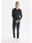 Slim Fit Düğmeli Yaka Düz Erkek Antrasit Uzun Kol Tişört 3