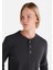 Slim Fit Düğmeli Yaka Düz Erkek Antrasit Uzun Kol Tişört 4