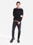 Regular Fit Bisiklet Yaka Baskılı Siyah Erkek Sweatshirt 3