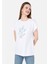 Regular Fit Yuvarlak Yaka Kadın Beyaz Kısa Kol Tişört Cl1066633 1