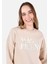 Regular Fit Baskılı Bej Kadın Sweatshirt 4