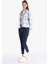 Regular Fit Shirt Neck Ekoseli Kadın Mavi Uzun Kol Gömlek 2