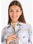 Regular Fit Shirt Neck Ekoseli Kadın Mavi Uzun Kol Gömlek 3