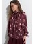 Clara Desenli Yaka Büzgülü Gömlek Bordo 3