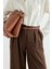 Dokulu Culotte Pantolon Kahve 4