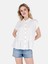 Normal Kesim Shirt Yaka Fırfır Detaylı Beyaz Kadın Kısa Kol Gömlek CL1069199 1