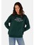 Regular Fit Yuvarlak Yaka Baskılı Kadın Yeşil Sweatshirt 1
