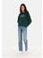 Regular Fit Yuvarlak Yaka Baskılı Kadın Yeşil Sweatshirt 3