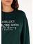 Regular Fit Yuvarlak Yaka Baskılı Kadın Yeşil Sweatshirt 5