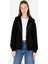 Regular Fit Fermuarlı Düz Kadın Siyah Sweatshirt 1