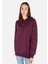 Comfort Fit Kapüşonlu Baskılı Kadın Mor Sweatshirt 1