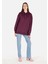 Comfort Fit Kapüşonlu Baskılı Kadın Mor Sweatshirt 3