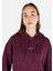 Comfort Fit Kapüşonlu Baskılı Kadın Mor Sweatshirt 4