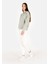 Regular Fit Kapüşonlu Düz Kadın Yeşil Sweatshirt 3