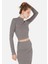 Slim Fit Turtle Neck Kadın Antrasit Tişört 1
