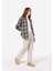 Relaxed Fit Shirt Neck Kadın Antrasit Uzun Kol Gömlek 3